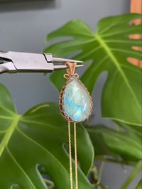 Image 1 of Gold Labradorite Statement Teardrop Crystal Necklace