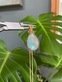 Image 2 of Gold Labradorite Statement Teardrop Crystal Necklace