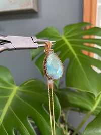 Image 3 of Gold Labradorite Statement Teardrop Crystal Necklace