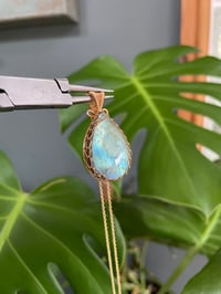 Image 4 of Gold Labradorite Statement Teardrop Crystal Necklace