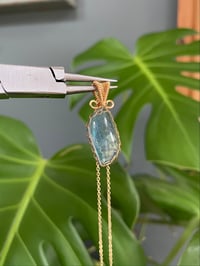 Image 1 of Gold Aquamarine Piece Crystal Necklace