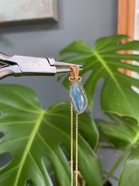 Image 4 of Gold Aquamarine Piece Crystal Necklace