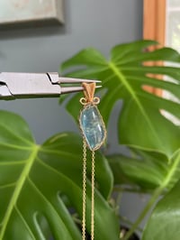 Image 2 of Gold Aquamarine Piece Crystal Necklace