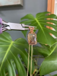 Image 2 of Gold Garden Quartz Rectangle  Crystal Necklace