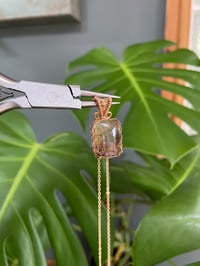 Image 3 of Gold Garden Quartz Rectangle  Crystal Necklace