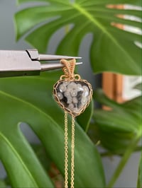 Image 1 of Gold Ocean Jasper Heart  Crystal Necklace