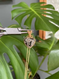 Image 3 of Gold Ocean Jasper Heart  Crystal Necklace