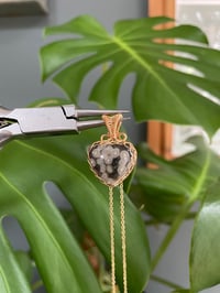 Image 2 of Gold Ocean Jasper Heart  Crystal Necklace