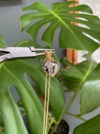 Image 4 of Gold Ocean Jasper Heart  Crystal Necklace