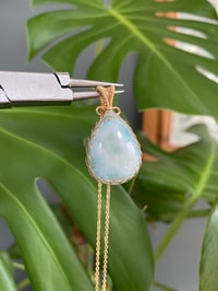 Image 1 of Gold Statement Larimar Teardrop Crystal Necklace
