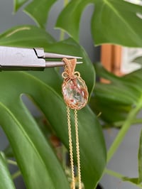 Image 1 of Gold Fire Quartz Oval Crystal Necklace