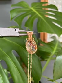 Image 2 of Gold Fire Quartz Oval Crystal Necklace