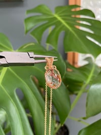 Image 4 of Gold Fire Quartz Oval Crystal Necklace