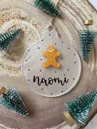 Personalised Gingerbread Bauble – Hand Lettered Frosted Acrylic Decoration