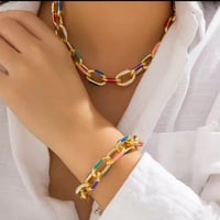 Image 2 of Colorful Gold Necklace & Bracelet Set