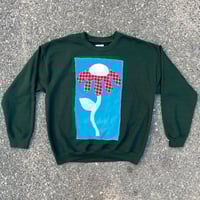Image 1 of L Wavy Daisy Crewneck Sweatshirt in Green