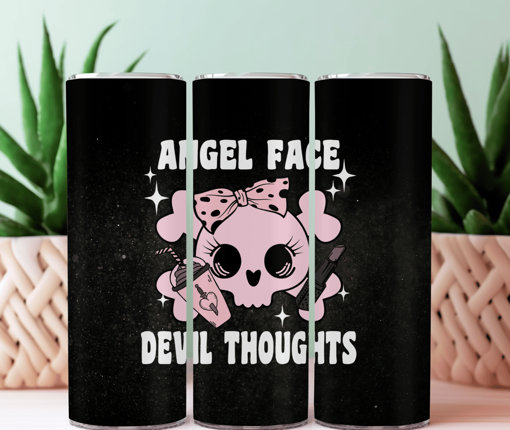 Image of Angel Face Devil Thoughts Tumbler