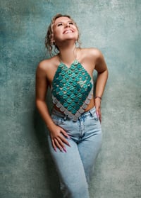Image 1 of MERMAID top (teal scale)