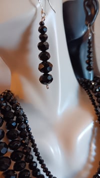 Image 3 of FOUR STRAND BLACK CRYSTAL BEADED NECKLACE AND EARRING SET