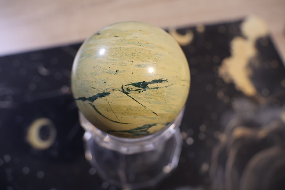 Image of Yellow, Green, Stripes Jasper Sphere