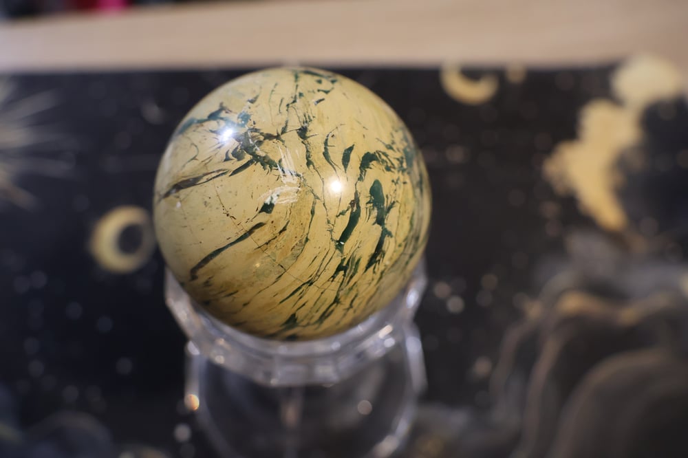 Image of Yellow, Green, Stripes Jasper Sphere