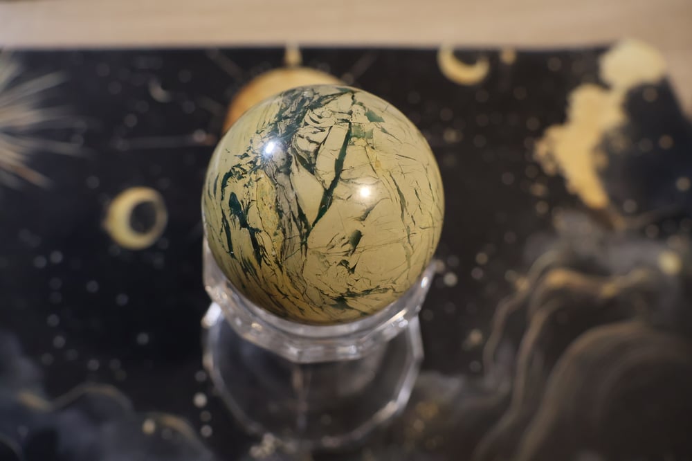 Image of Yellow, Green, Stripes Jasper Sphere