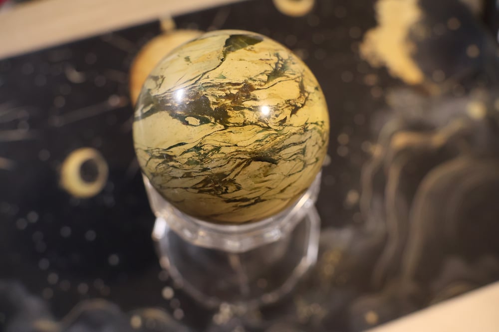 Image of Yellow, Green, Stripes Jasper Sphere