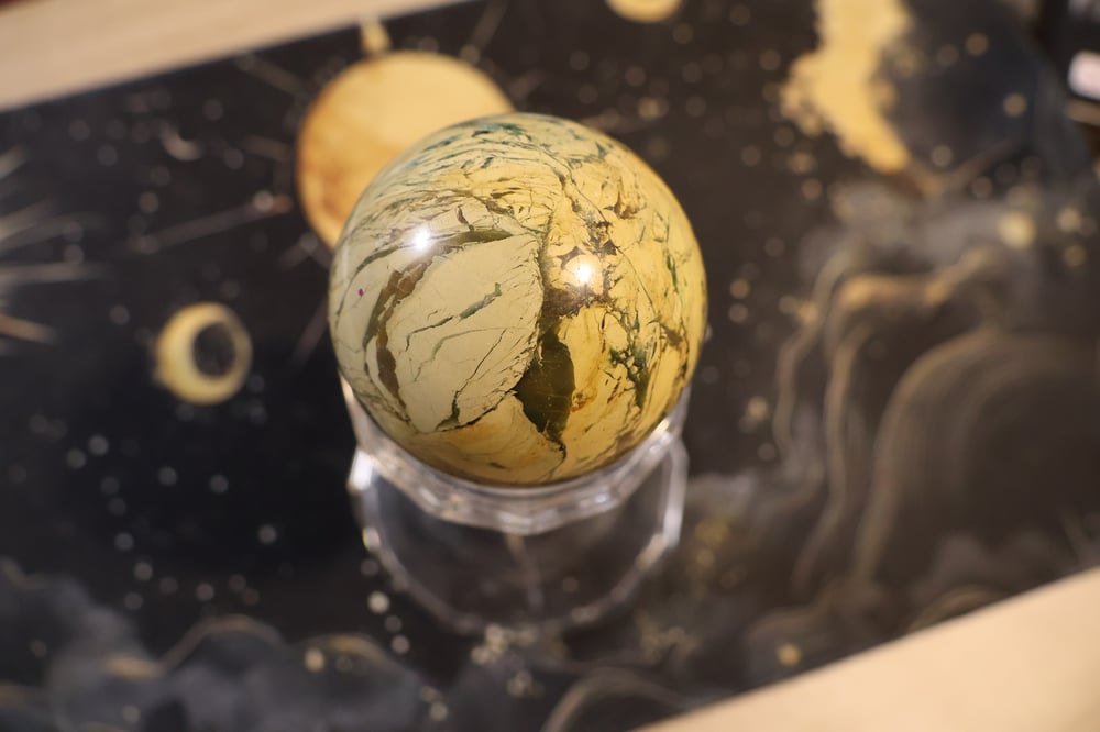 Image of Yellow, Green, Stripes Jasper Sphere