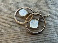 Image 2 of Moonstone and solid brass earrings / n1