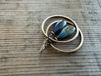Image 3 of Labradorite . Indigo Blue series . Statement Brass earrings/ n12