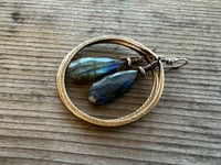 Image 10 of Labradorite . Indigo Blue series . Statement Brass earrings/ n12