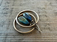 Image 14 of Labradorite . Indigo Blue series . Statement Brass earrings/ n12