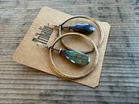 Image 11 of Labradorite . Indigo Blue series . Statement Brass earrings/ n12