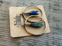 Image 7 of Labradorite . Indigo Blue series . Statement Brass earrings/ n12