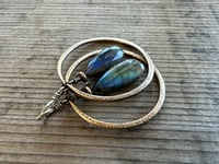 Image 1 of Labradorite . Indigo Blue series . Statement Brass earrings/ n12