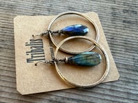 Image 13 of Labradorite . Indigo Blue series . Statement Brass earrings/ n12