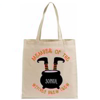 Image 2 of Member of the Witches Brew Crew Halloween personalized - witch trick or treat tote