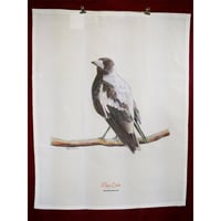 Image 1 of "Morning Songster" - Australian Magpie Tea Towel