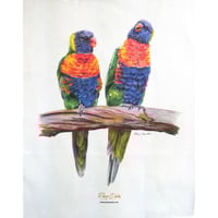 Image 2 of "Vibrant Duo" - Rainbow Lorikeet Tea Towel