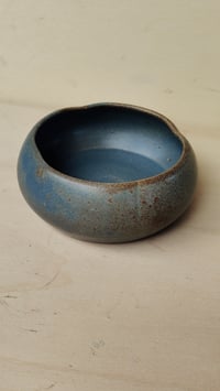 Image 2 of **Flower-Shaped Bowl - Deep Blue Speckled - rich, oceanic tones