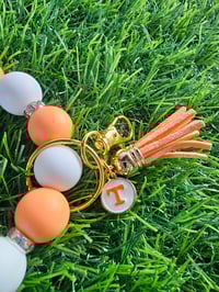 Image 5 of Game Day  Beaded wristlet keychain with pearlized focal bead 