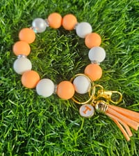 Image 6 of Game Day  Beaded wristlet keychain with pearlized focal bead 