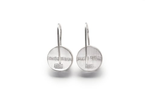 Image of "A union for the.." teddy-bear silver earrings with photos, rock crystal  · CONSORTIUM.. ·