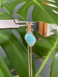 Image 1 of Gold Dainty Larimar Piece Crystal Necklace