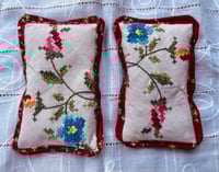 Image 3 of Set of 5 Lavender Sachets, Floral & Burgandy Calico 