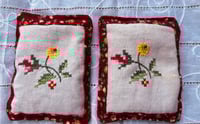 Image 5 of Set of 5 Lavender Sachets, Floral & Burgandy Calico 