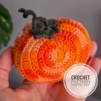 Image 1 of Crochet Pattern: Foldable Pumpkin Market Bag - digital download only