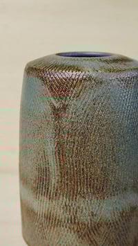 Image 1 of **Moss Forest Cylindrical Vessel - Scratched Texture**