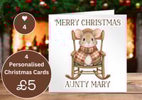 Image 2 of Set of 4 Personalised Christmas Cards - Festive Mice