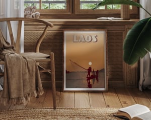 Image of Vintage Laos Poster – Fisherman on Mekong River with Carrelet Net